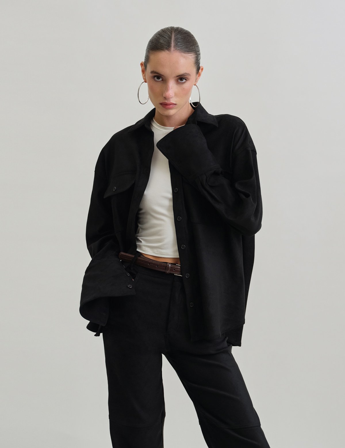 Shirt with suede texture-2