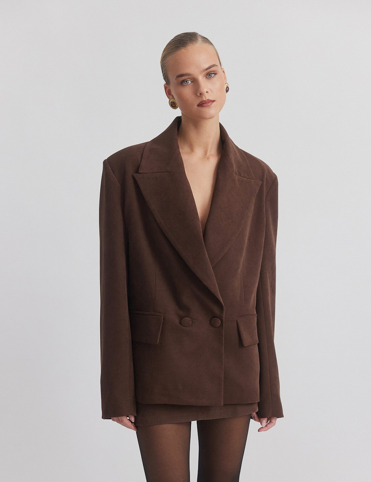 Γυναικείο oversized βελούδινο κοτλέ σταυρωτό μπλέιζερ