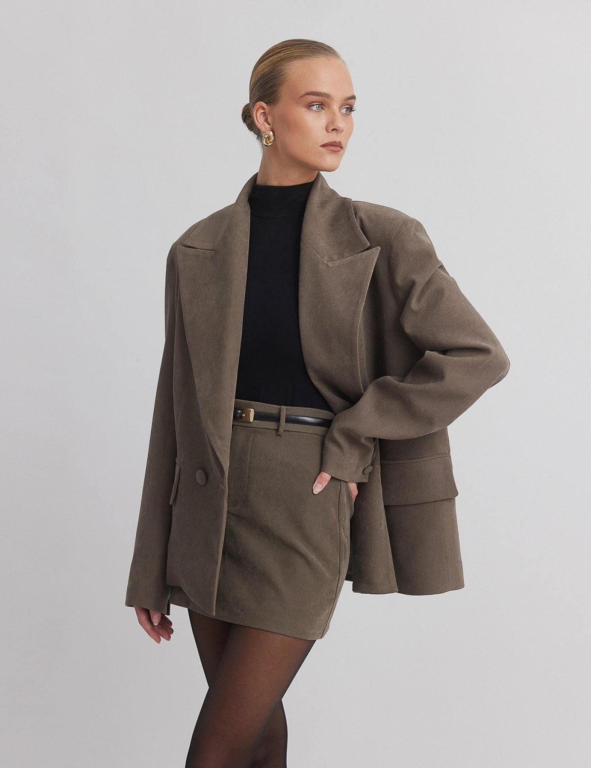Γυναικείο oversized βελούδινο κοτλέ σταυρωτό μπλέιζερ