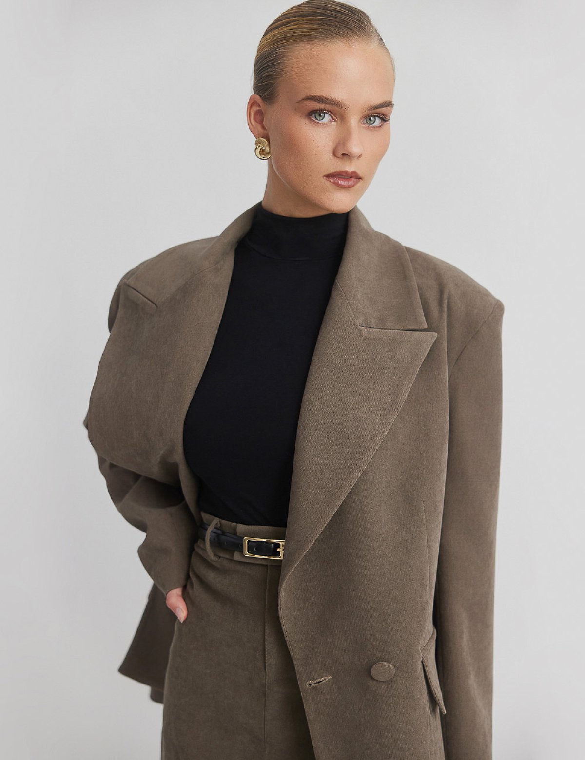 Γυναικείο oversized βελούδινο κοτλέ σταυρωτό μπλέιζερ
