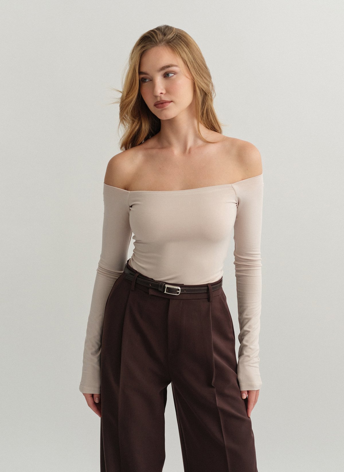 Γυναικεία μακρυμάνικη off-shoulder μπλούζα bamboo