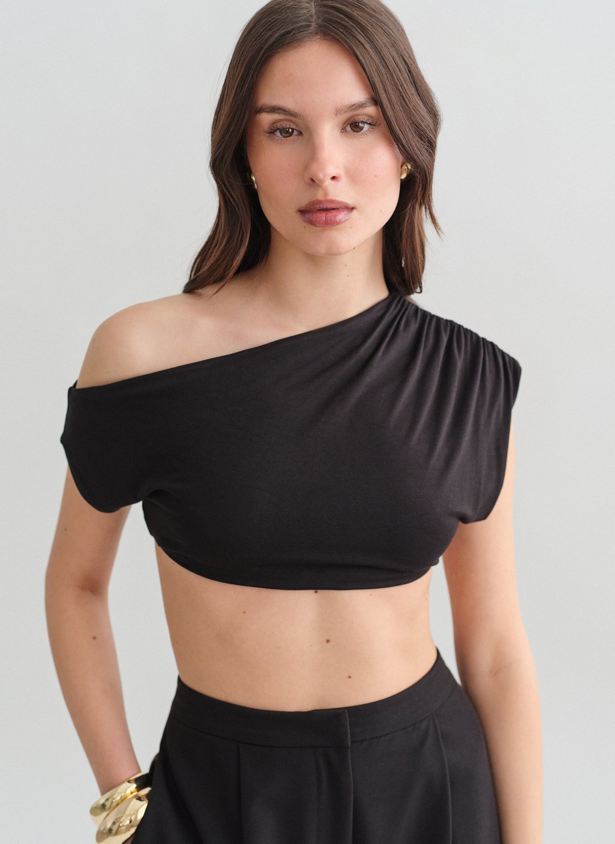 One-shoulder crop τοπ bamboo-5