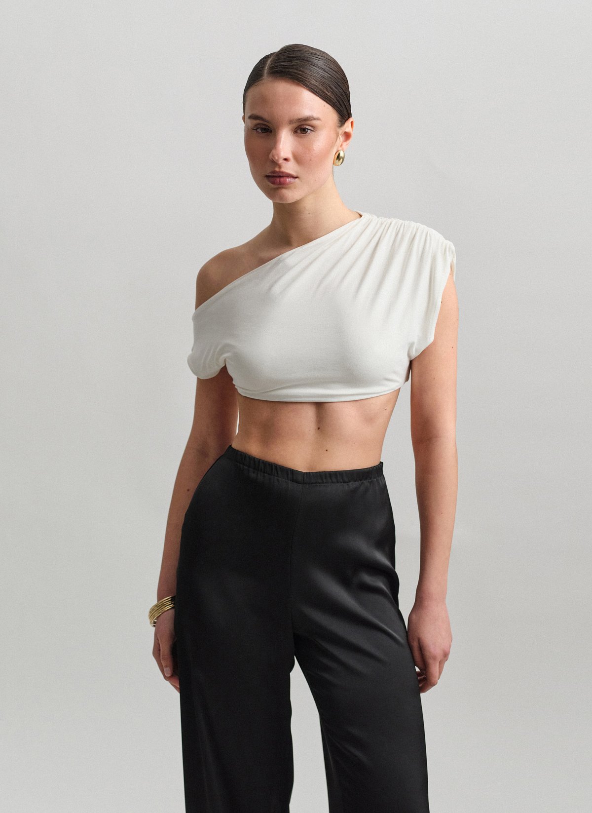 One-shoulder crop τοπ bamboo-12