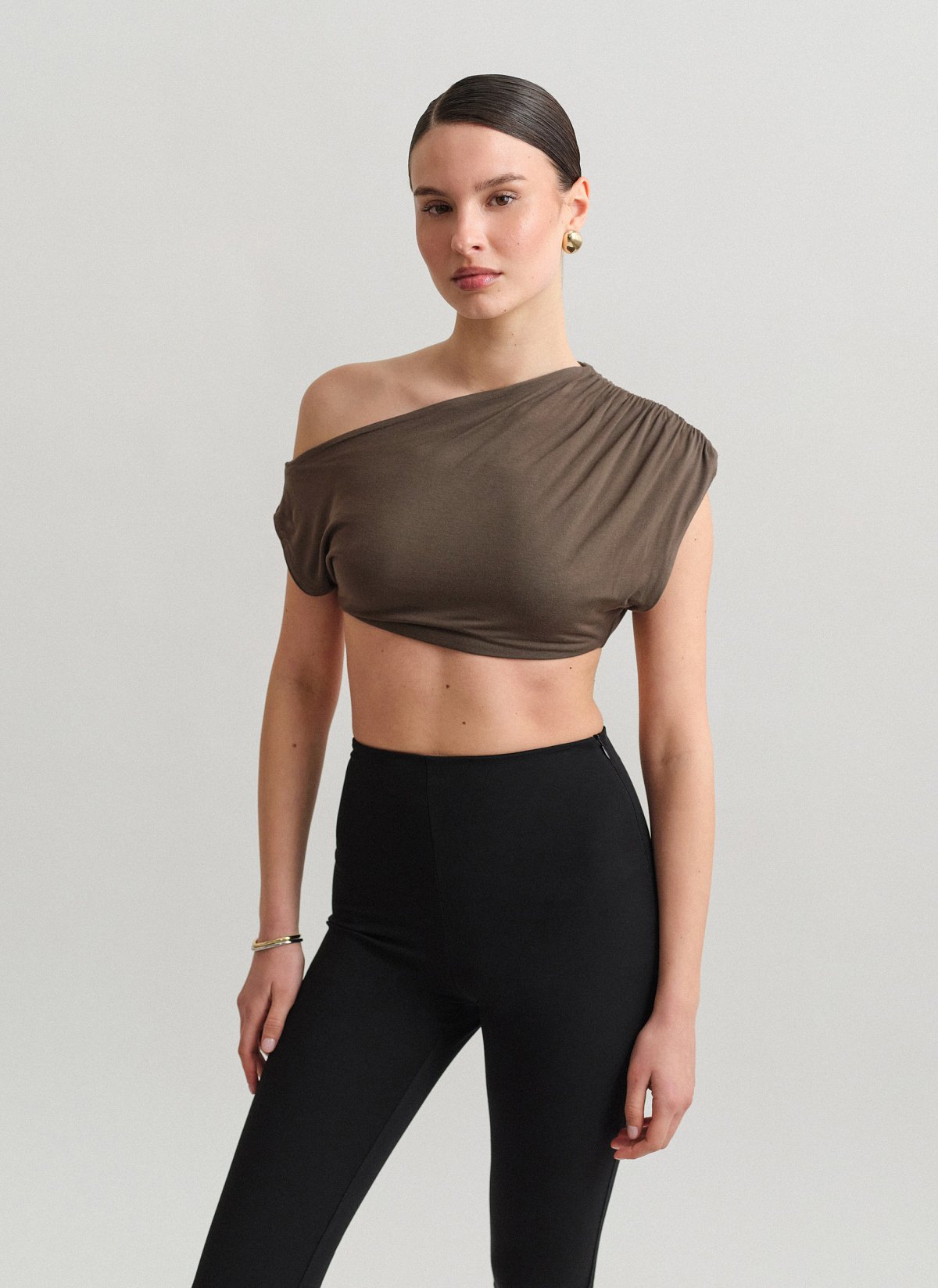 One-shoulder crop τοπ bamboo-7