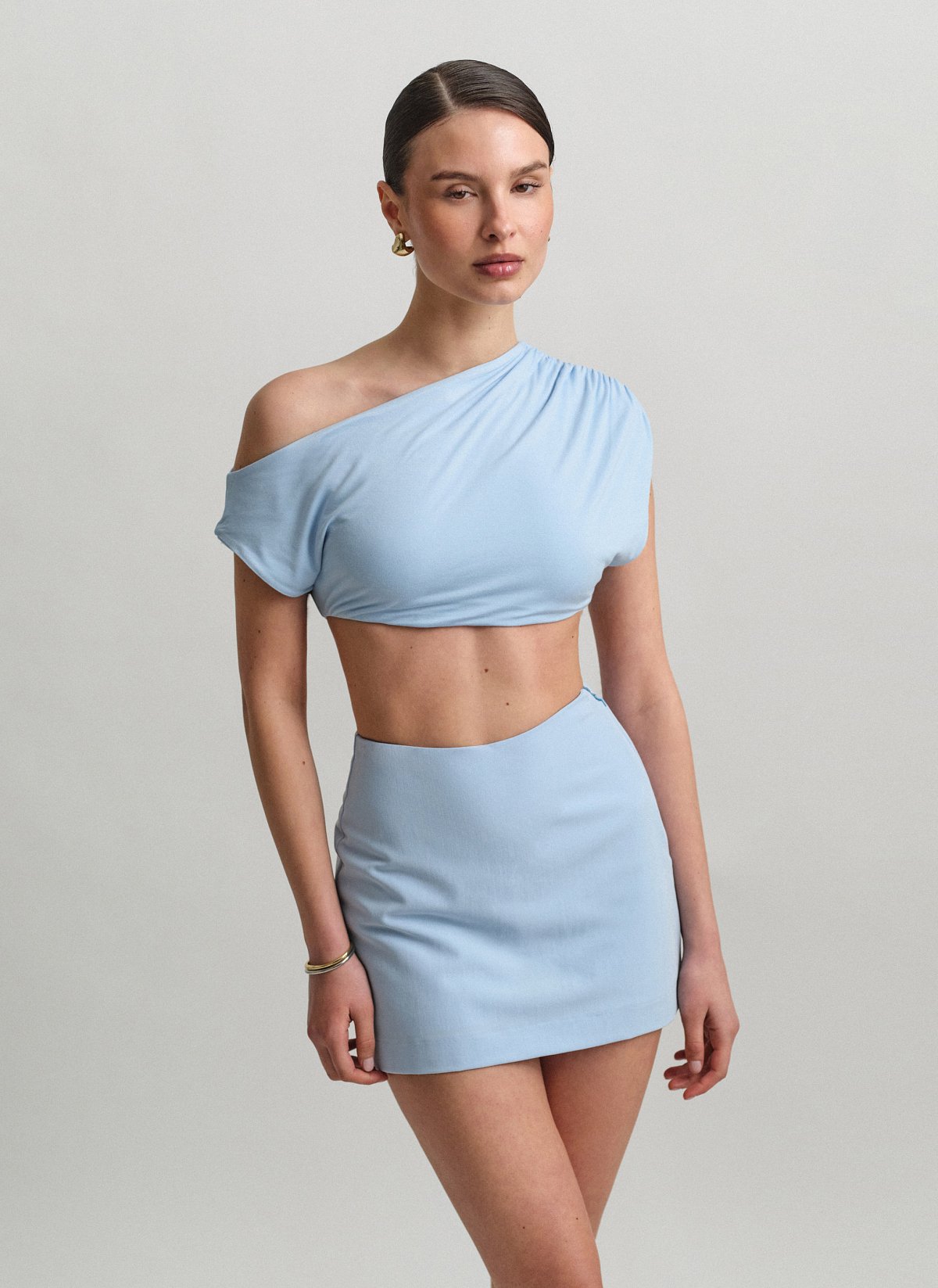 One-shoulder crop τοπ bamboo-9