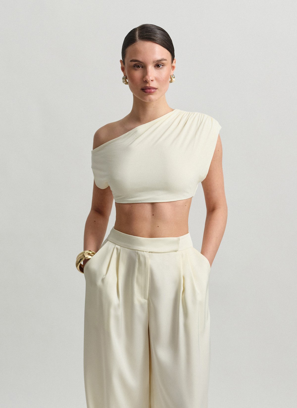 One-shoulder crop τοπ bamboo-1