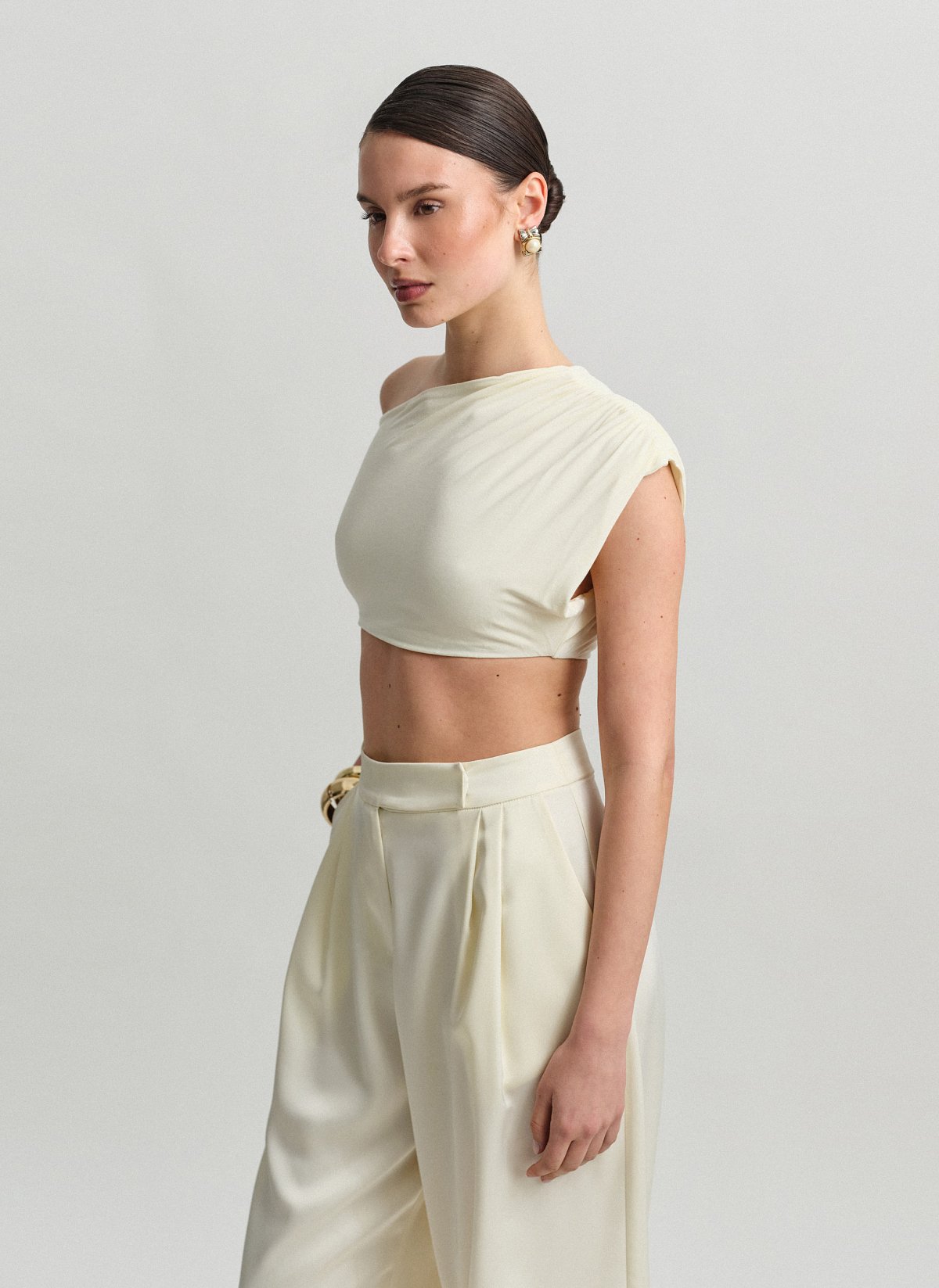 One-shoulder crop τοπ bamboo-3