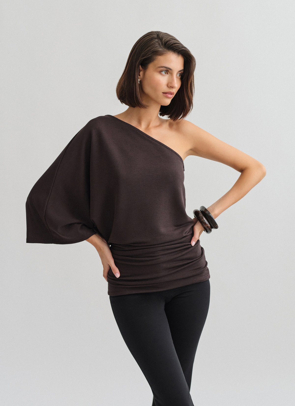 One-shoulder μίνι φόρεμα με ελαφριά πλέξη-19