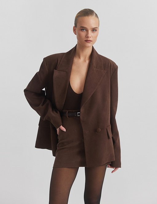 Γυναικείο oversized βελούδινο κοτλέ σταυρωτό μπλέιζερ