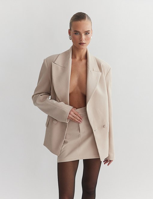 Γυναικείο oversized βελούδινο κοτλέ σταυρωτό μπλέιζερ