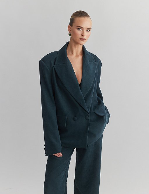 Γυναικείο oversized βελούδινο κοτλέ σταυρωτό μπλέιζερ