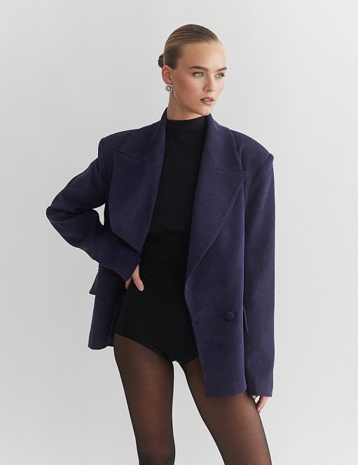 Γυναικείο oversized βελούδινο κοτλέ σταυρωτό μπλέιζερ
